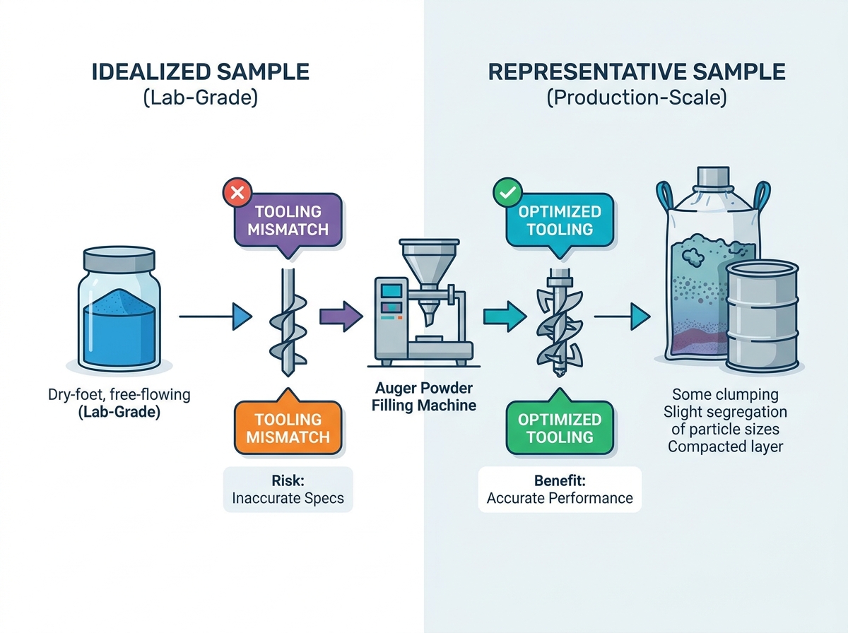 Pag-setup ng pagsubok sa pagpuno ng pulbos para sa katumpakan ng produksyon
